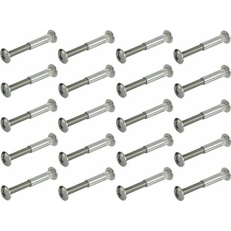 20x Binding Screw with Flat Head Socket Nut + Flat Head Phillips Screw Steel Fastener Metal Wood Furniture Shelf Bolt, M4 x 30mm (1/3)