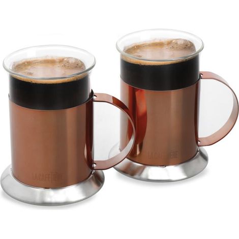 Juego de 2 vasos de vidrio La Cafetière de 2 ml, acabado cobre pulido