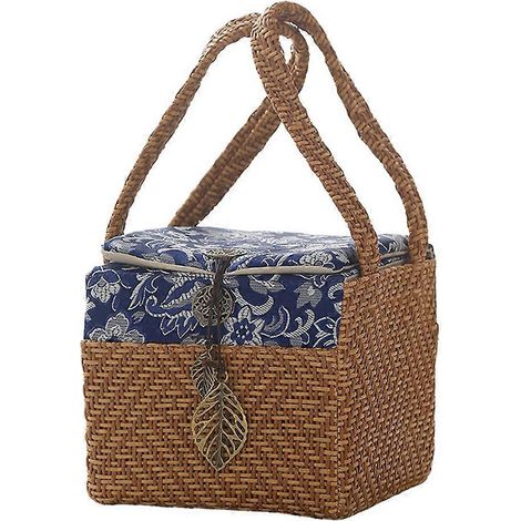 Service à thé portable pour les voyages, élégant et pratique, avec sac en tissu tissé, idéal comme cadeau d'affaires ou pour un emballage vintage de boîte à thé. (1/5)