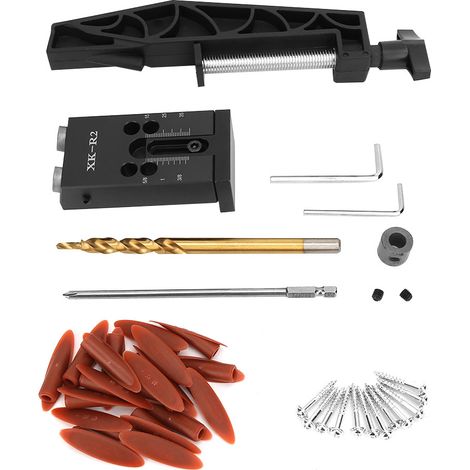 1 Set Black Aluminum Alloy Pocket Hole Jig Set Oblique Hole Positioner (1/5)