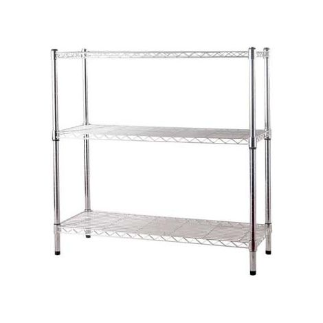 Estantería de acero cromado con pies ajustables, 3 estantes Brixo Manhattan, altura 90 cm (1/3)