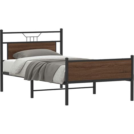 Estructura de cama sin colchón madera marrón roble 100x200 cm