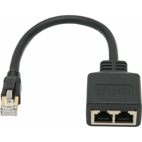 RJ45 Splitter Cable - 1x Male to 2x Female Ethernet Adapter - For DSL Modem LAN Socket Sharing - 1 m (1/5)