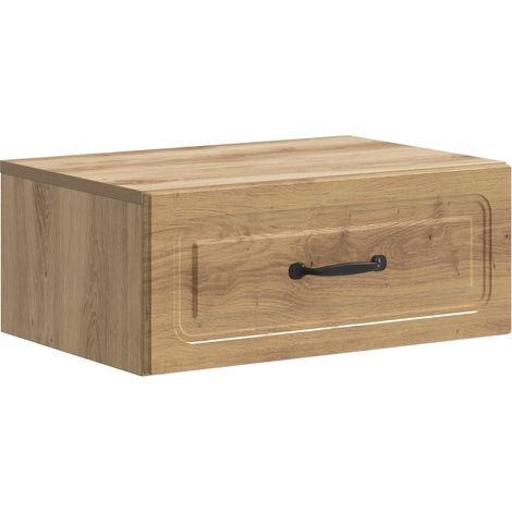 Mesita de Noche de Pared Roble Artesanal 49 x 34,5 x 20 cm