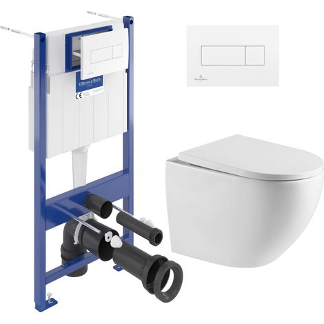 WC con supporto Bati + WC senza flangia Swiss Aqua Technologies + piastra a doppio sgancio, bianco (ViConnectFusionTQ-2) (1/5)
