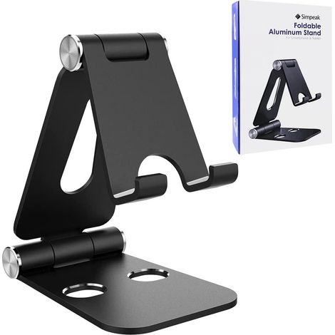 Support Téléphone, Support Tablette, Support Dock Compatible pour téléphone Portable, Accessoires, Bureau, d'autres Smartphones Aluminium – Noir (1/5)