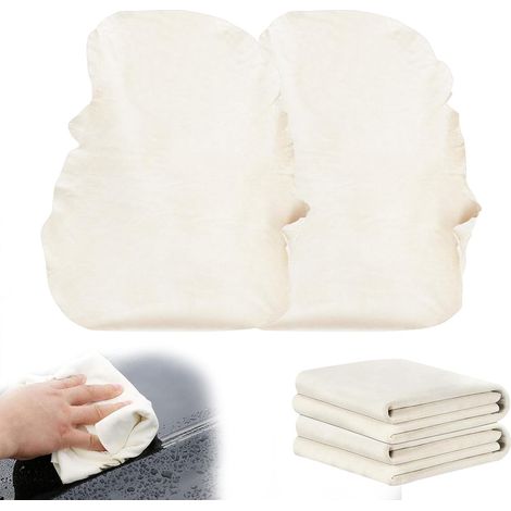 Set mit 2 Autotrockentüchern aus naturbelassenem Wildleder, fusselfrei und streifenfrei für Autos, Glas, Spiegel, Fenster und Küche – 60 x 40 cm