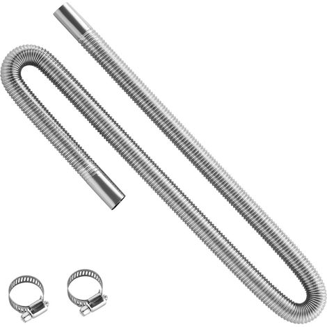 1200 mm flexibles Edelstahl-Auspuffrohr, Set mit 2 Schlauchschellen, kompatibel mit 2 kW, 5 kW und 8 kW Dieselheizungen. (1/5)