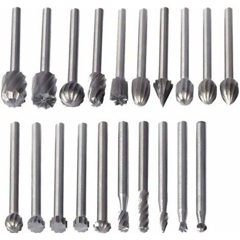 20 fraises rotatives HSS - Tige 3mm - Pour Dremel - Accessoires routing bois - Outil multifonction