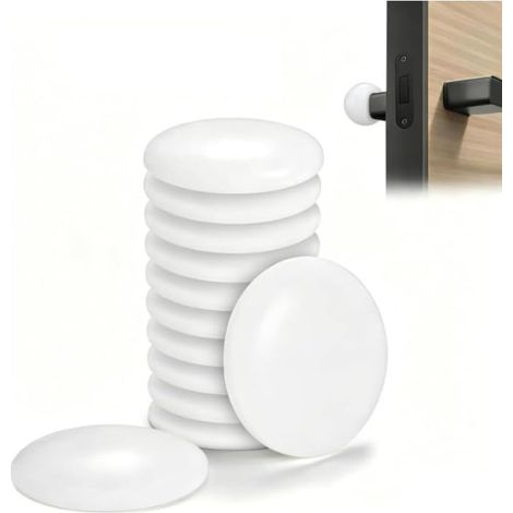 Set di 12 fermaporta robusti e resistenti, protezioni per maniglie, realizzati in gomma autoadesiva, non richiedono forature, con cuscinetto in silicone antiscivolo. (1/5)