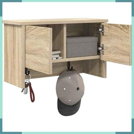 874333 Porte-manteau mural avec étagère Chêne Sonoma 50 x 20 x 30 cm (1/5)