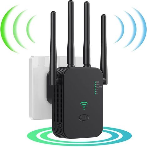 Répéteur WiFi Amplificateur WiFi Signal Booster,4 Antennes WiFi Extenders,2 Ports LAN,Répéteur WiFi PuissantMode Répéteur & Routeur & AP,Compatible avec Tous Les Ports Ethernet (1/5)