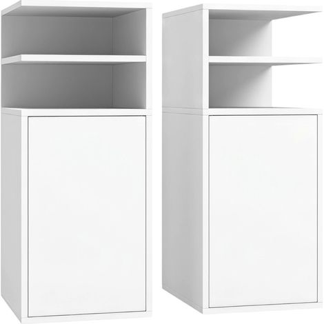Table de chevet Torin meuble de chambre avec rangement blanc (1/5)