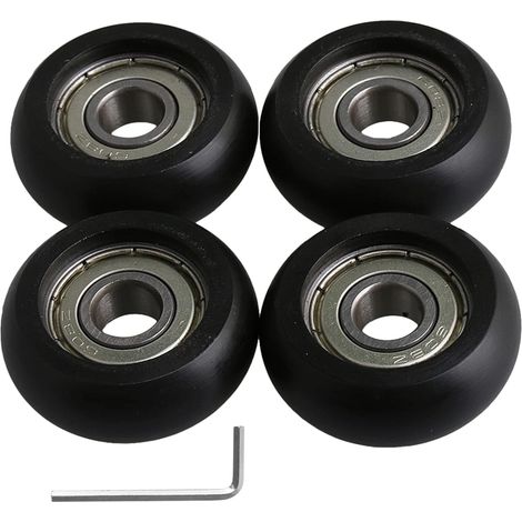 8 x 32 x 12 mm Noir Plastique Roulement en acier à roulement à billes Guide Poulie Rouleau ronde de roue jusqu'à 191 kg pour porte fenêtre (1/5)