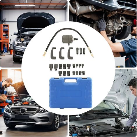 Extracteur d'injecteurs diesel - 24 pièces - Maintenu à la main - Pneumatique - Avec adaptateur - Pour démonter différentes injecteurs diesel - Bleu (1/5)