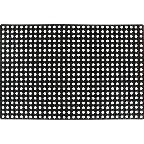 Tapis en caoutchouc intérieur extérieur 80 x 120 cm antidérapant facile à nettoyer en caoutchouc noir (1/5)