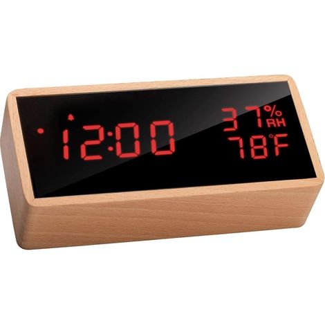 Digitaler Wecker aus Holz, elektronischer Wecker mit USB-Anschluss (1/4)