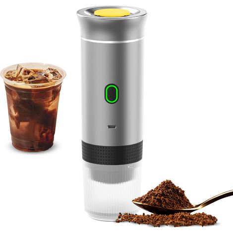 Tragbare, kabellose 3-in-1-Kaffeemaschine, 15 Bar, mit 60-ml-Wassertank, silberfarben (1/5)