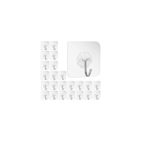Confezione da 24 ganci adesivi senza chiodi, ganci da parete, portata massima 6 kg, riutilizzabili, trasparenti, senza cuciture, impermeabili e resistenti all'olio, ideali per asciugamani da cucina e 