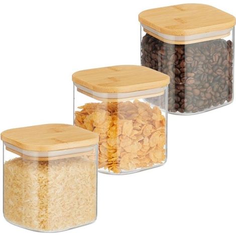 Set of 3 storage jars with lids 600 ml (1/5)