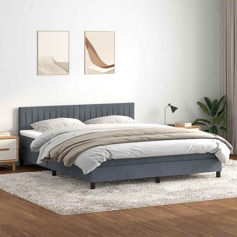 Boxspringbett mit Matratze & LED Dunkelgrau 180x210 cm Samt