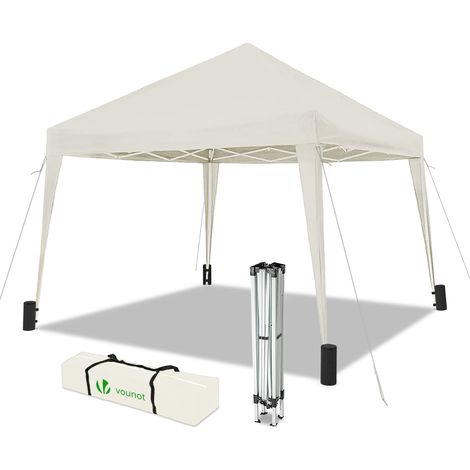 VOUNOT 3x3m Pop Up Gazebo with 4 Leg Weight Bags, Folding Party Tent for Garden Outdoor, White