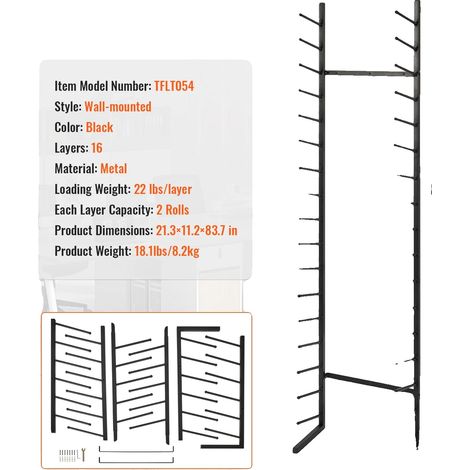 Étagère de stockage Blueprint, conception durable, mobilité facile, Plancher en métal de 16 étages (1/2)