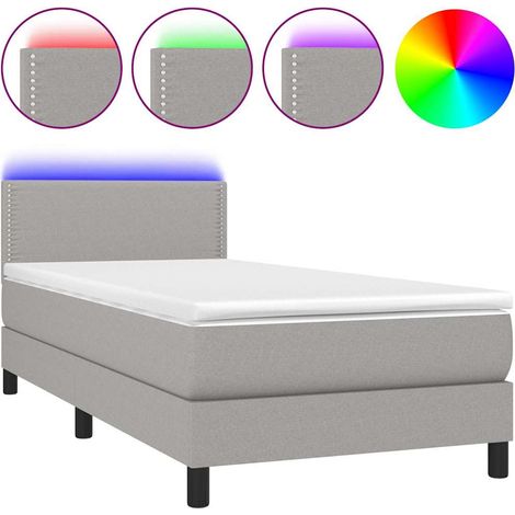 Maison Exclusive - Cama box spring colchón y luces LED tela gris (1/5)