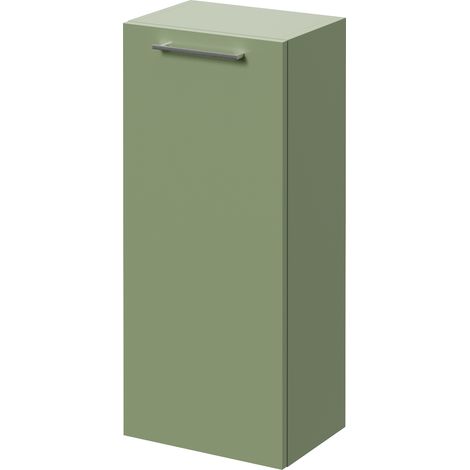 Napoli Olive Green 350mm Wall Mounted Single Door Side Cabinet - 350mm - Chrome 160mm Handle
