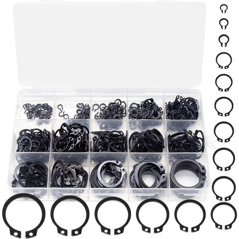 Anillos de retención para ejes, 225 piezas por caja, anillos de retención negros, anillos de retención M3, M25, anillos de retención tipo C (1/4)