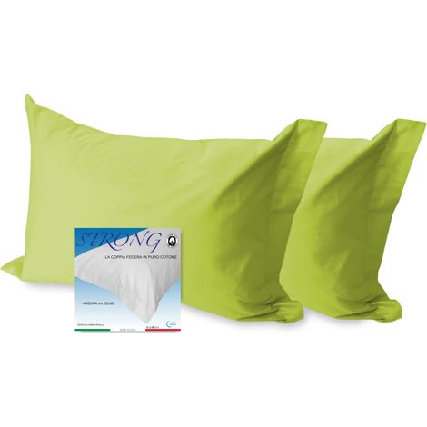 COPPIA federa per GUANCIALE STRONG tinta unita VERDE ACIDO cm. 52X82 (1/5)