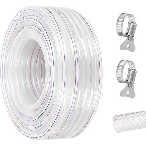 Tuyau d'eau potable, tuyau renforcé en PVC, tuyau d'arrosage avec collier de serrage, tuyau de jardin, tuyau d'irrigation, tuyau d'air flexible, tuyau de carburant (16x22mm,3Meter) (1/5)