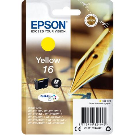 Cartouche d'encre EPSON 16 Jaune - Technologie d'impression Jet d'encre - Rendement jusqu'a 165 pages