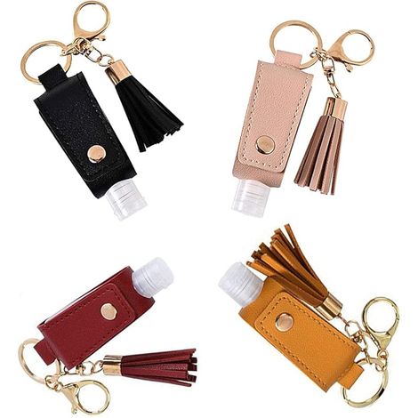 Bouteille de Voyage,30ml Bouteille Plastique Étanche,Avec Porte-clés en Cuir Flacon Voyage,Atomiseur en Plastique Transparent Bouteilles Portable Réutilisables 4 Couleurs (1/5)