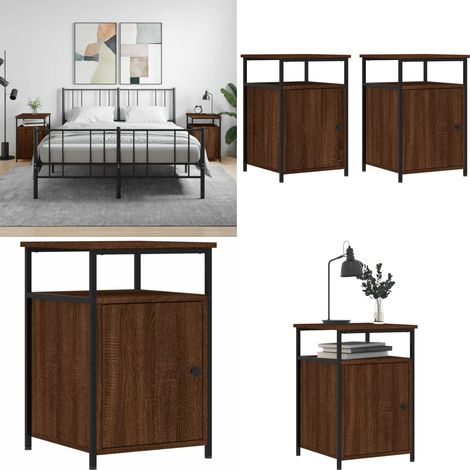 Nachttische 2 Stk. Braun Eichen-Optik 40x42x60 cm Holzwerkstoff - Nachttische - Holzwerkstoffeinrichtung - Esszimmermöbel - Wohnzimmermöbel - Eiche Optik - Home & Living (1/5)