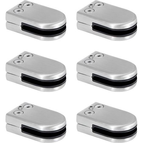Glass Clamp, Stainless Steel Glass Clamp, 6-8 mm, Glass Clamp Brackets, Adjustable Glass Clamp, Flat Back, Connection for Balustrade Stair Handrail, 6 Pack (1/4)