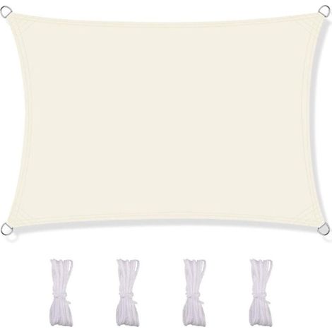 Rechteckiges Sonnensegel, wasserdicht und UV-beständig, für Terrasse, Garten, Rasen, 3 x 3 m, Beige (1/4)