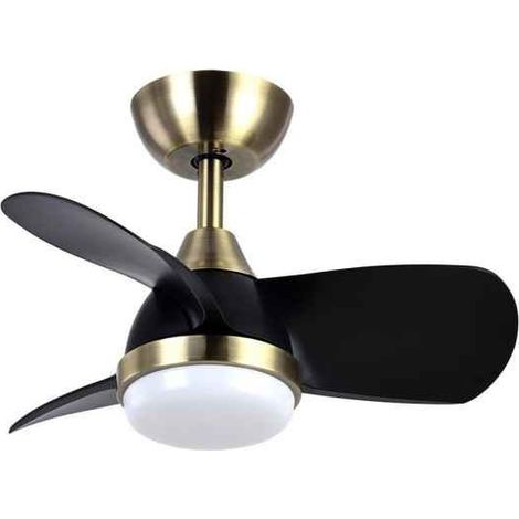 Ventilador de techo LED "Pirdo" regulable con control remoto (24W 3CCT 2400lm) IP20 Ø60cm color cuero y negro (1/3)