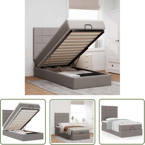 vidaXL Ottoman-Bett mit Matratze Taupe 100x200 cm Stoff (1/5)