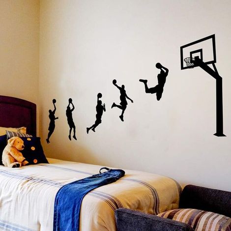 Sticker Mural, Lancer le Basket Autocollant Mural Comme Decoration Murale Pour Chambre A Coucher Salon Chambre D'enfant, Art Bricolage Decoration Murale Stickers Muraux (1/5)