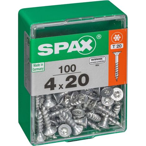 Spax Vis universelle, 4 x 20 mm, 100 unités, Filetage total, Tête fraisée, T-STAR plus T20, 4CUT, WIROX - 4191010400202 (1/5)