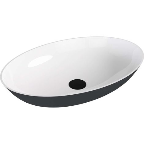 Polysan Banera - Lavabo sobre encimera 60x40 cm, sin rebosadero, sin orificio para grifería, antracita mate/blanco 14397.52 (1/5)