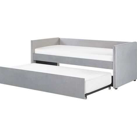 Trundle Bed Velvet TROYES 90 x 200 cm (EU Single) Light Grey