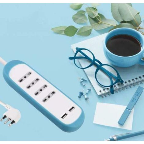 Blaue mehrfachsteckdose electraline 4 bivalente steckdosen plus 2 usb 62063