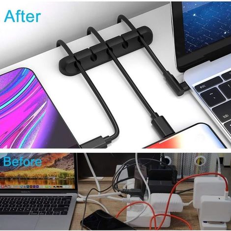 Lot de serre-câbles réutilisables, organiseur de fils USB, gestionnaire de cordons, fixations de câbles adhésives pour bureau et maison - Goodnice (1/5)