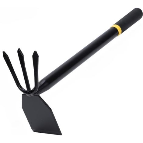Râteau et binette en un – outil de jardin – acier au carbone robuste – manche ergonomique antidérapant pour les légumes (1/4)