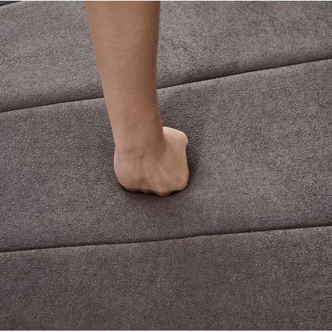 Canapé modulable courbé 6 places en tissu chenille gris, gain de place pour salon FloraGrace (1/5)