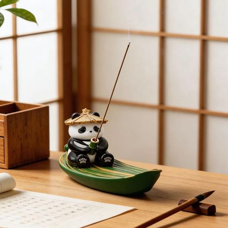 Brûleur d'encens en forme de panda mignon, ornement d'aromathérapie pour table basse, méditation, yoga et spa, décoration d'intérieur apaisante (1/5)