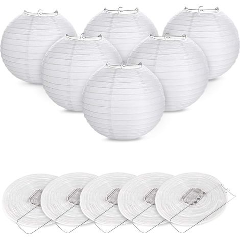 12pcs Lanterne en papier abat-jour Lampion en forme de boule blanche forme de balle pour hocht Temps Église Garden Party Décoration（Blanc） (1/5)