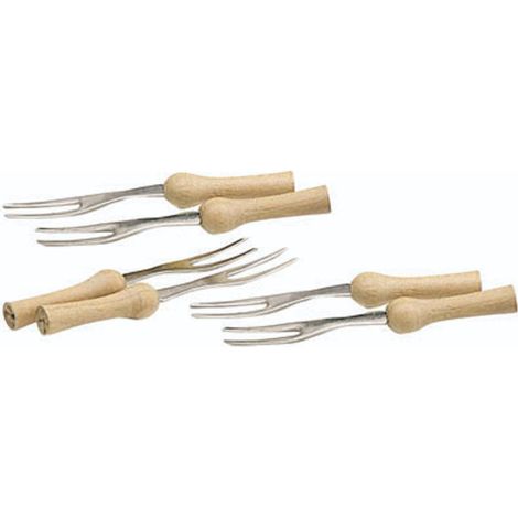 KitchenCraft Juego de 6 Tenedores de Soporte para Mazorcas de Maíz de Madera y Acero Inoxidable, 9,5 cm
